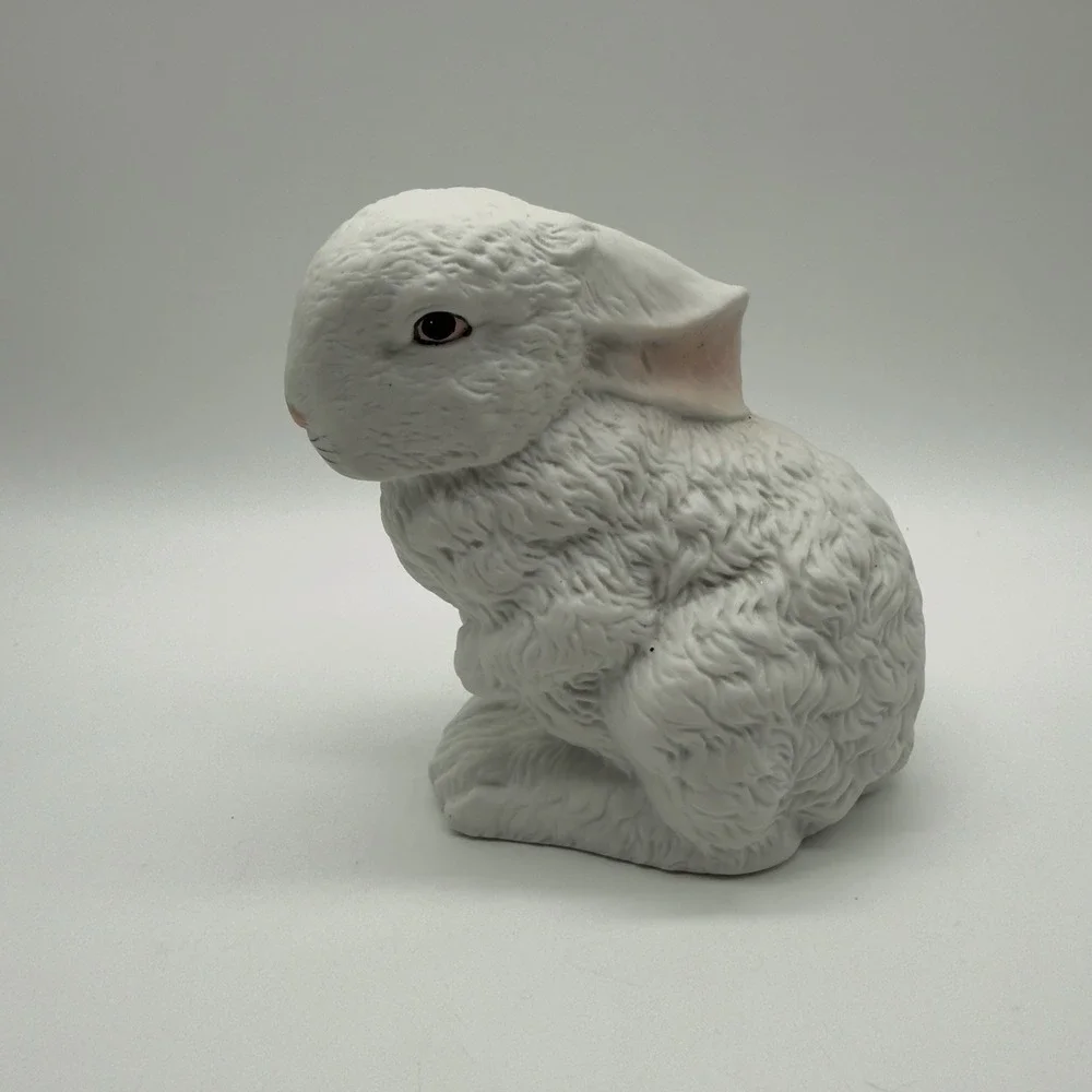Dept 56‎ Bisque Bunny Figurine Vintage White Textured Rabbit Easter Decor 5.5